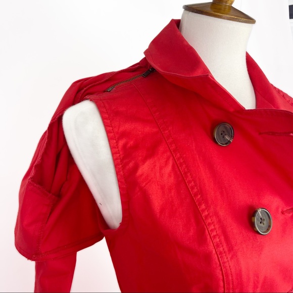 CAbi Red Convertible Button Down Trench Coat - Picture 5 of 7